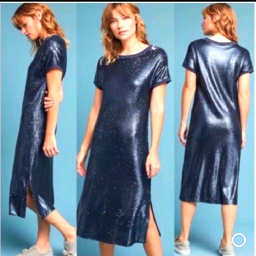 Anthropologie dress Navy Blue sequins